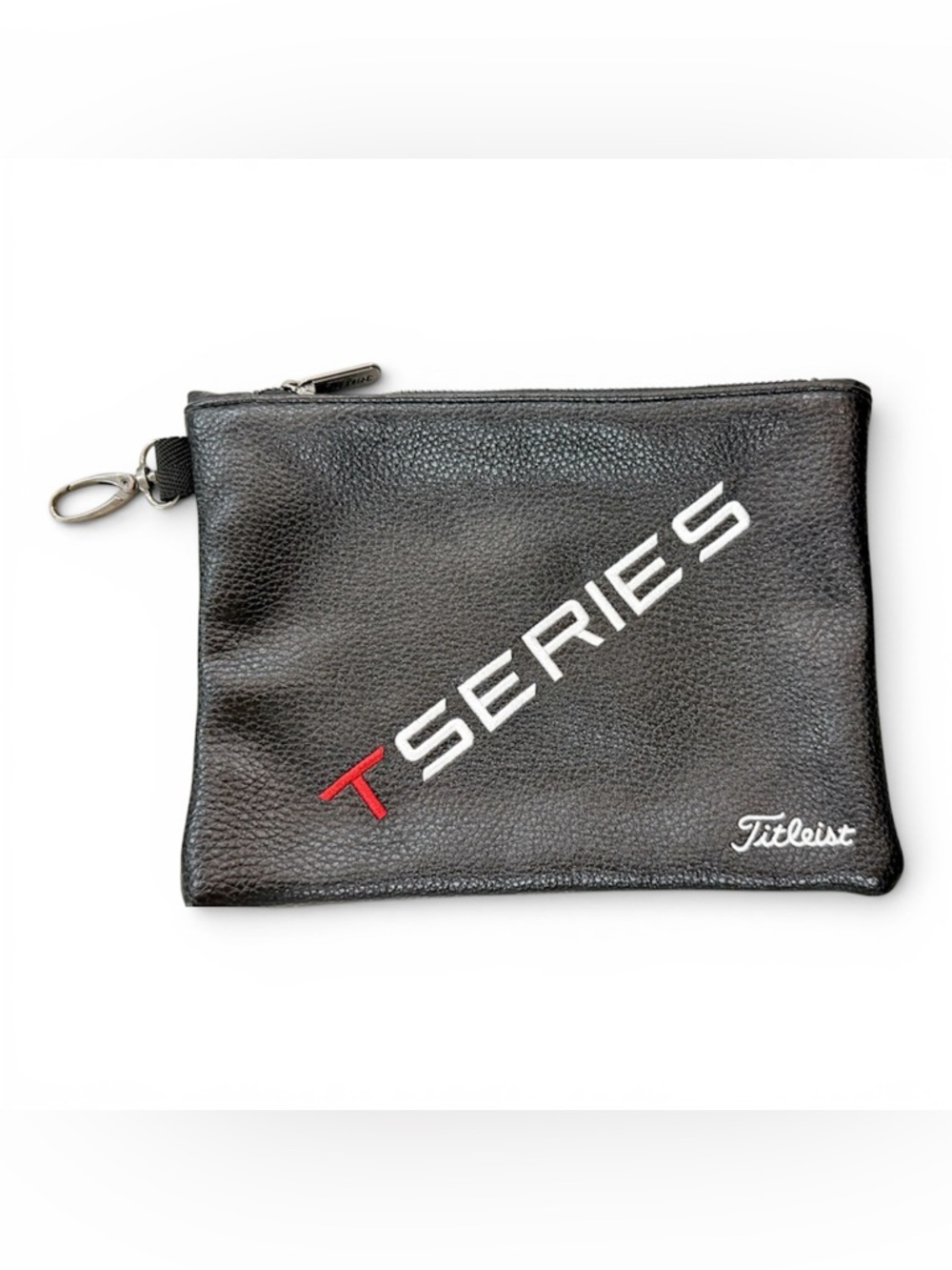 Titleist Golf T Series Black Leather bag with Red and White Accents, Like New